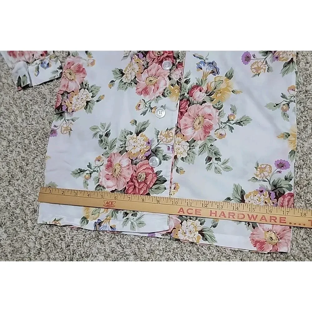 VICTORIA'S SECRET Gold Label Vtg Floral Pajama Set W/Long Shorts Modest Sz S HTF